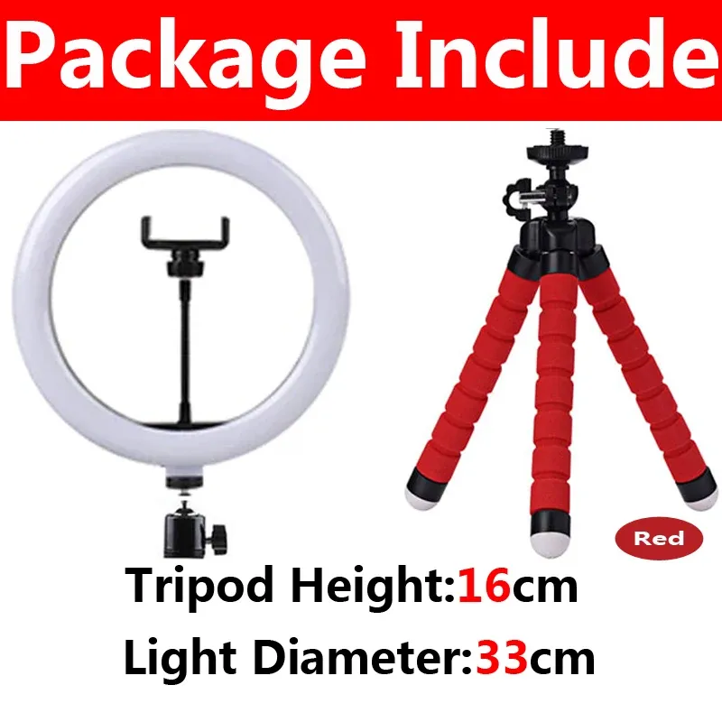 Anneau lumineux LED 12 pouces avec trépied pour photo et vidéo, lampe de remplissage USB compatible smartphone 10