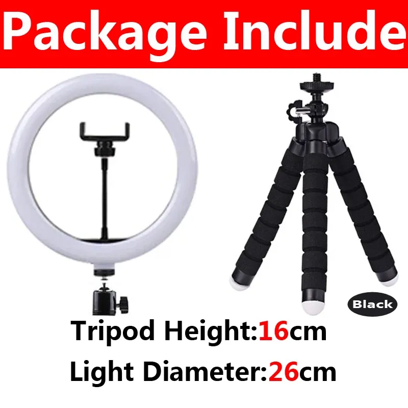 Anneau lumineux LED 12 pouces avec trépied pour photo et vidéo, lampe de remplissage USB compatible smartphone 17