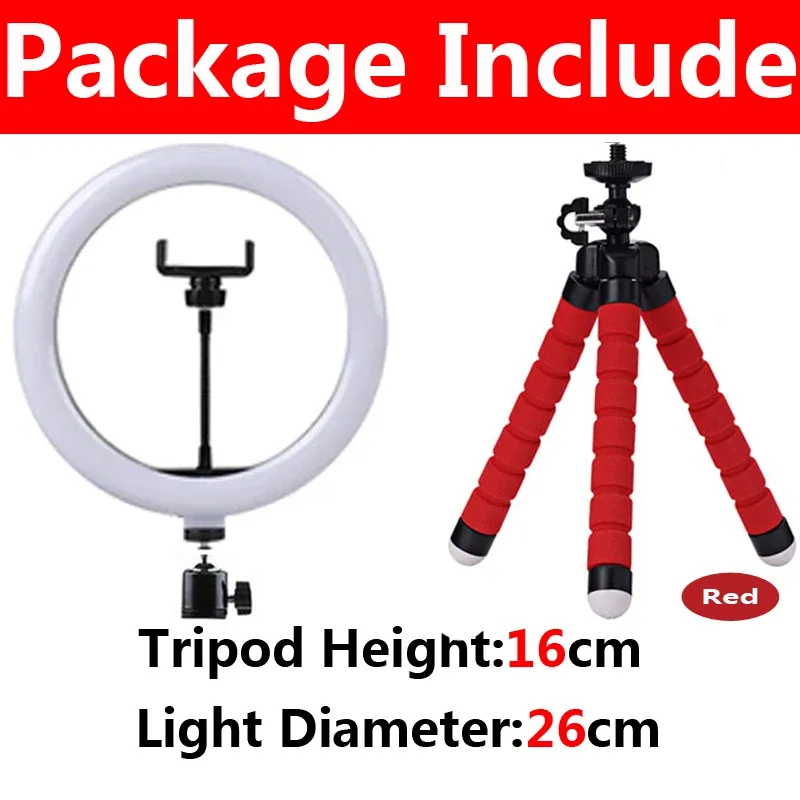 Anneau lumineux LED 12 pouces avec trépied pour photo et vidéo, lampe de remplissage USB compatible smartphone 18