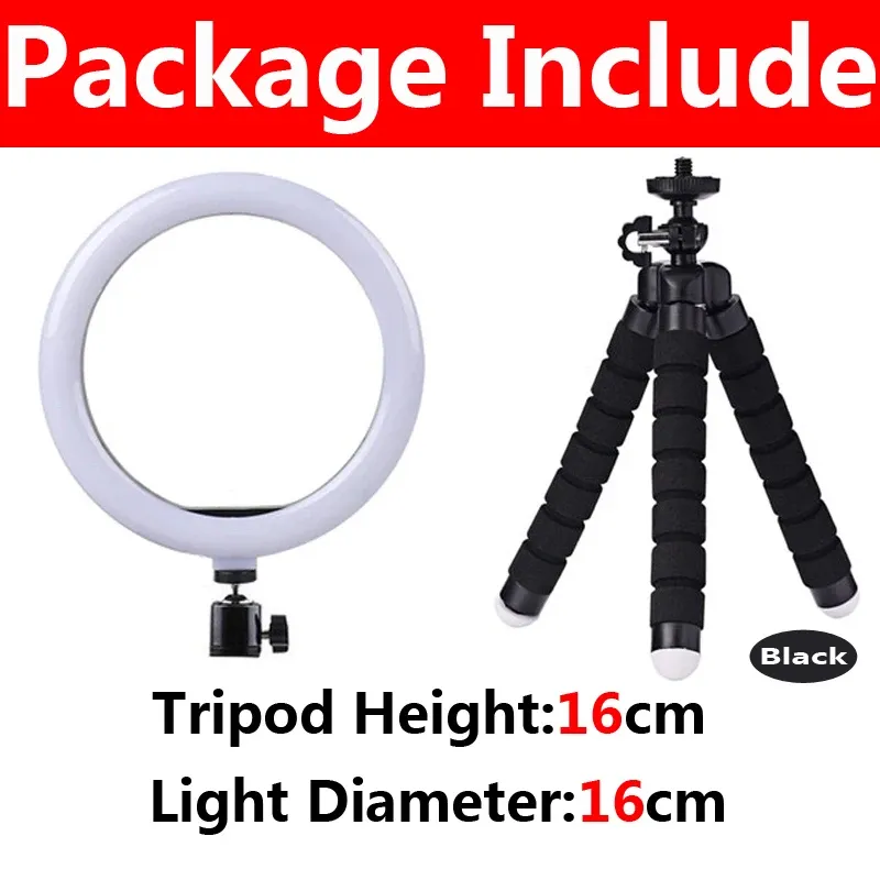 Anneau lumineux LED 12 pouces avec trépied pour photo et vidéo, lampe de remplissage USB compatible smartphone 13