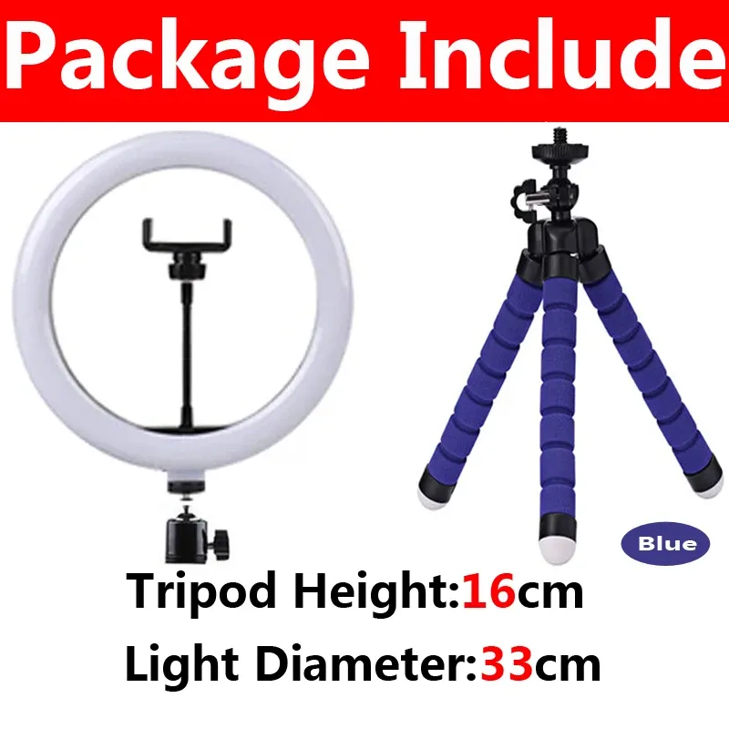 Anneau lumineux LED 12 pouces avec trépied pour photo et vidéo, lampe de remplissage USB compatible smartphone 11