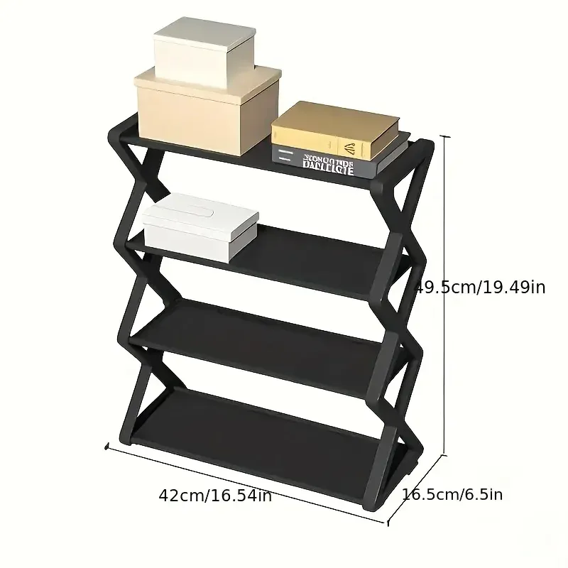 Étagère à chaussures 4 niveaux en métal autoportante, design fin en X pour entrée, placard et couloir 6