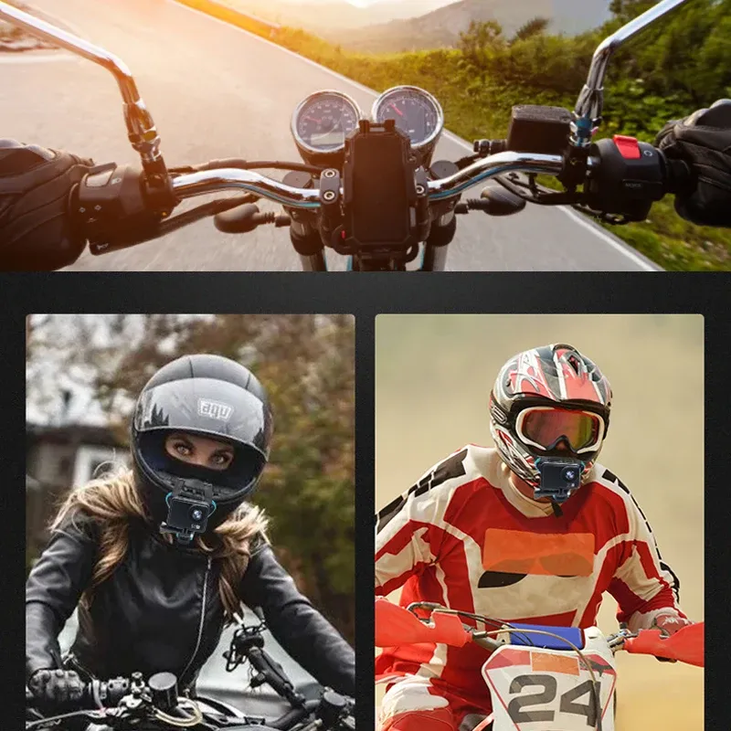 Support de menton avant pour casque de moto, support de caméra pour GoPro Hero, DJI Osmo Action et Insta360, accessoire de caméra d'action, sangle de casque 5