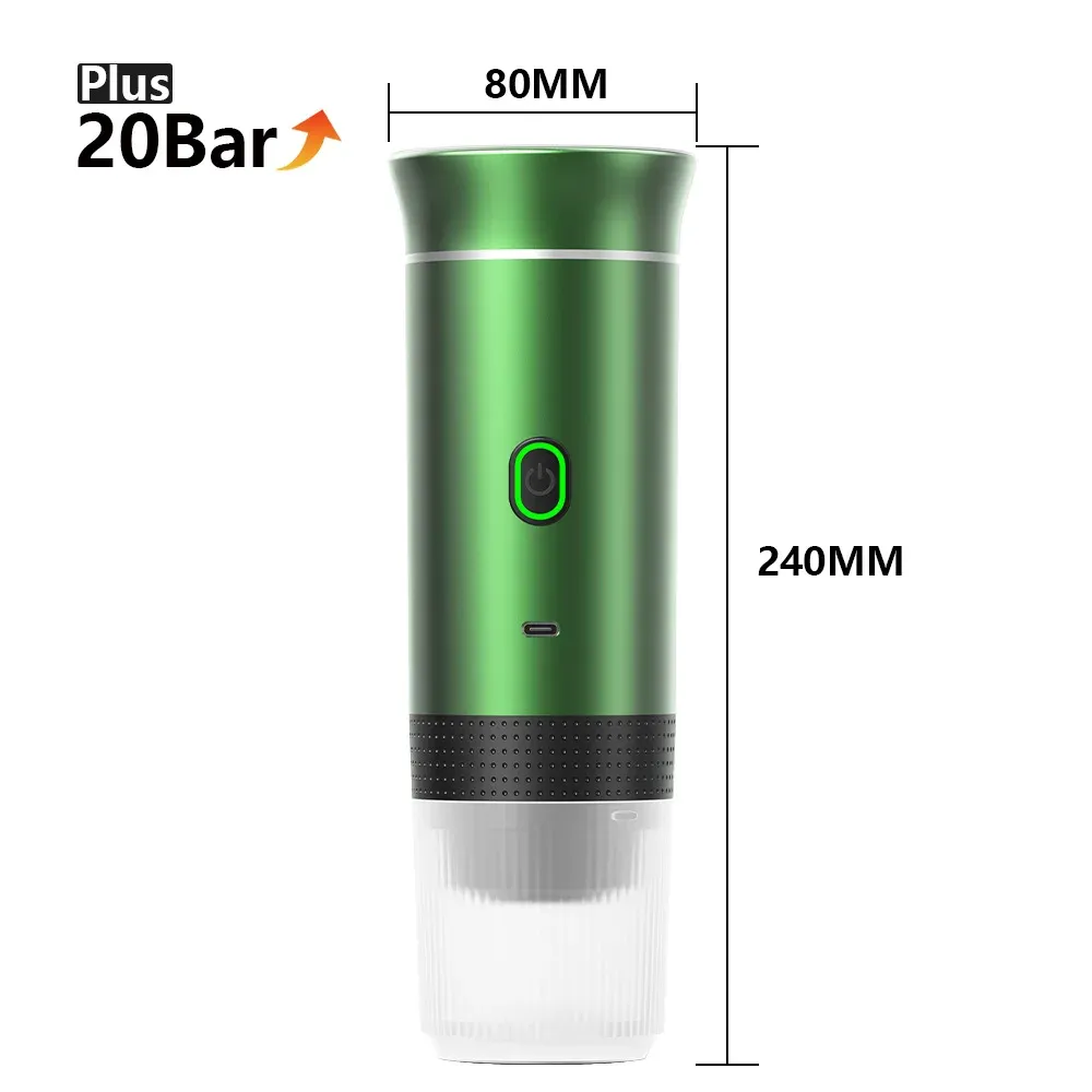 Machine à expresso portable sans fil 3 en 1 pour voiture, maison et camping, compatible capsules et café moulu 8