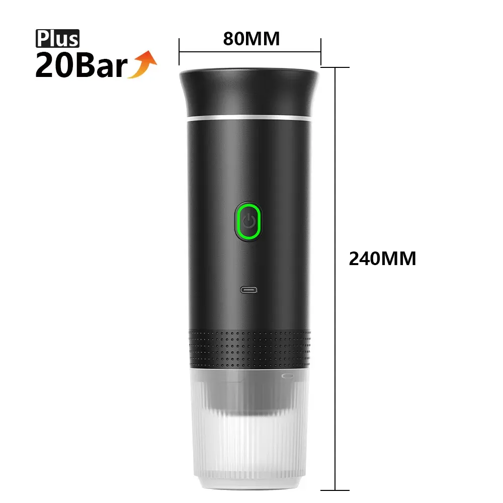 Machine à expresso portable sans fil 3 en 1 pour voiture, maison et camping, compatible capsules et café moulu 10