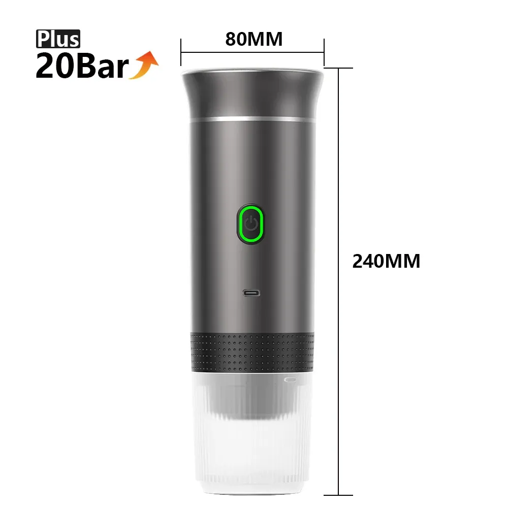 Machine à expresso portable sans fil 3 en 1 pour voiture, maison et camping, compatible capsules et café moulu 7