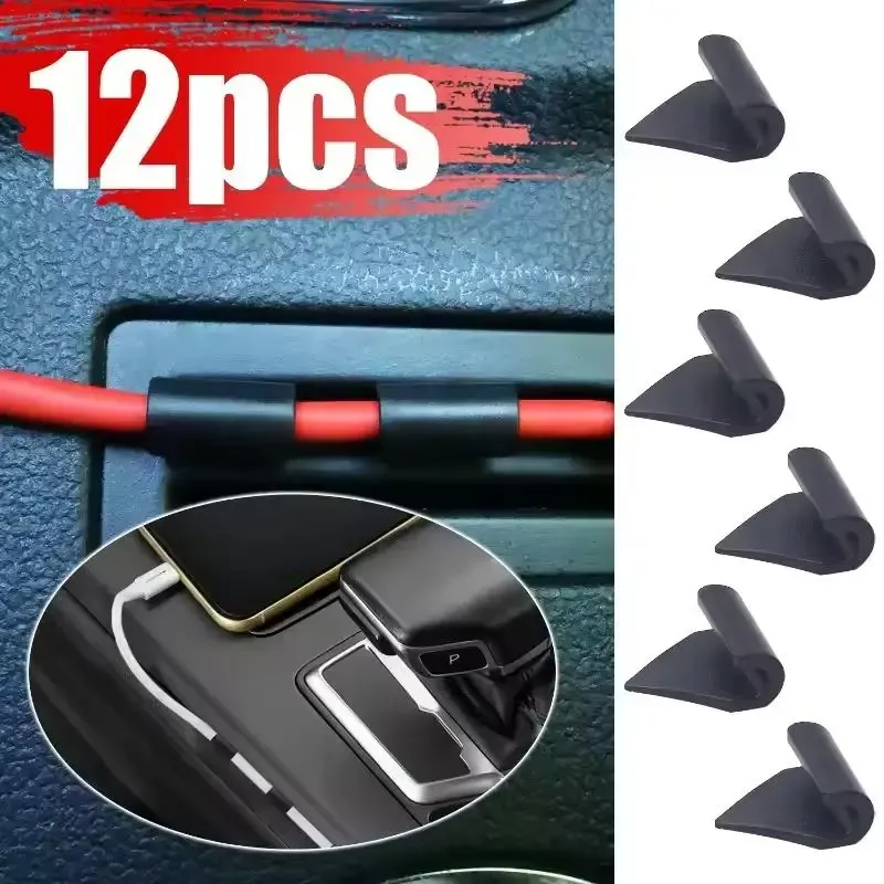 12/6 pièces de clips de fixation amovibles sans trace pour câbles de voiture, organisateur de câbles pour tableau de bord, bureau et maison, gestion des câbles de chargeur - Image 1