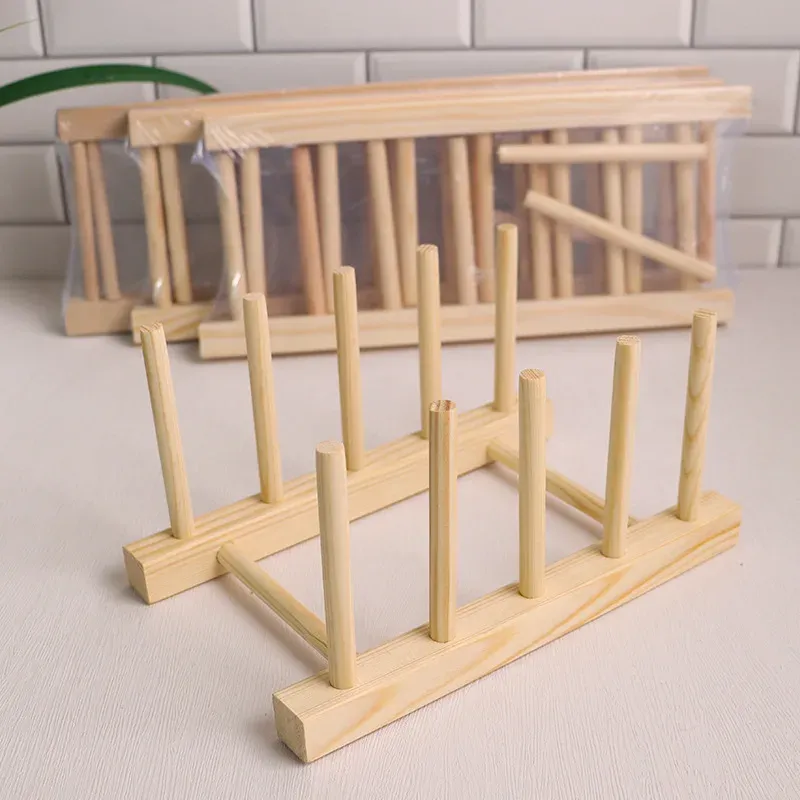 Organisateur de cuisine en bois multifonction pour assiettes, couvercles, tasses et livres 4