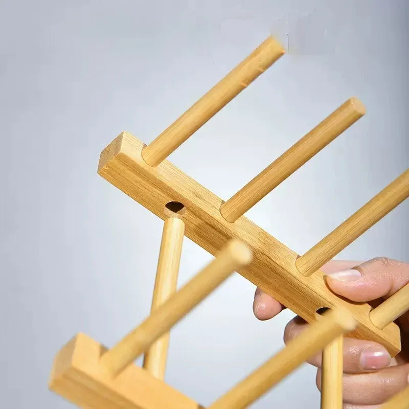 Organisateur de cuisine en bois multifonction pour assiettes, couvercles, tasses et livres 5