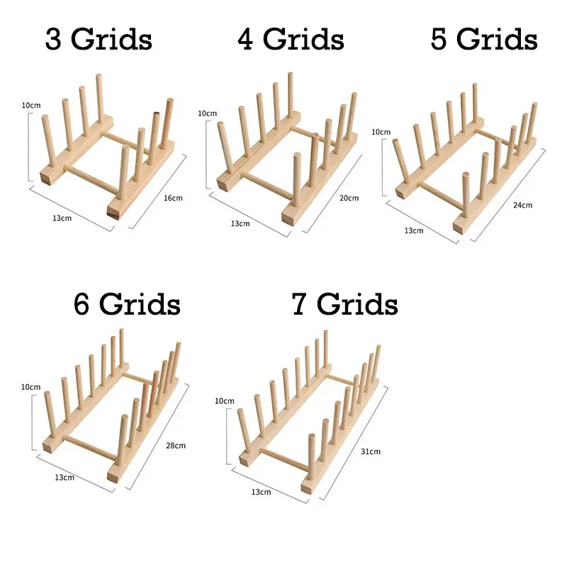 Organisateur de cuisine en bois multifonction pour assiettes, couvercles, tasses et livres 6