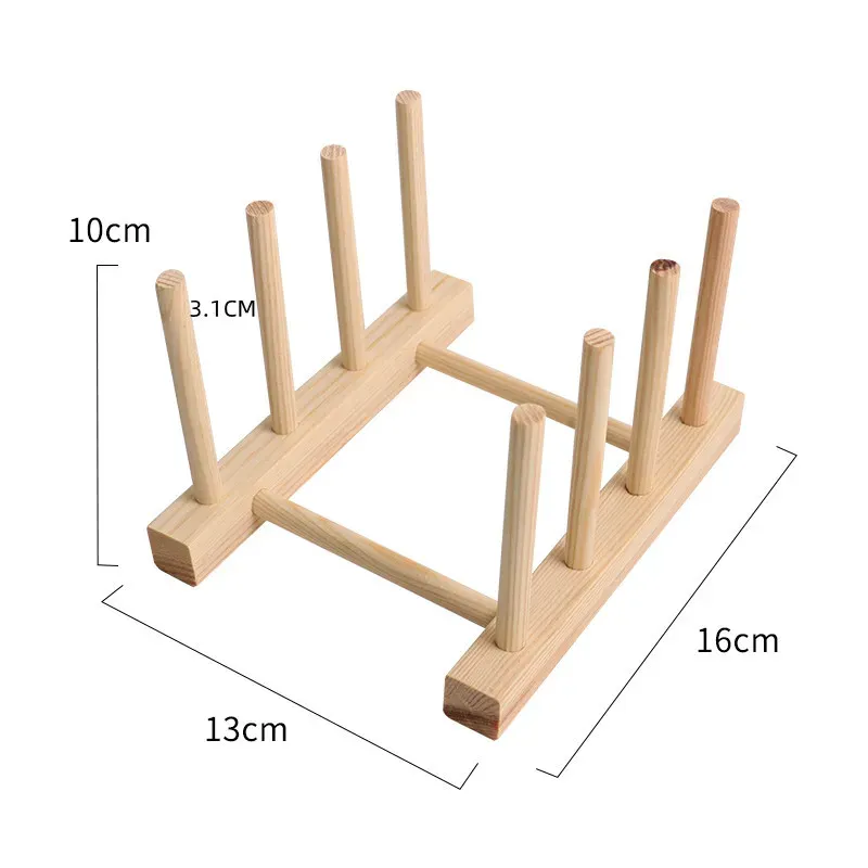 Organisateur de cuisine en bois multifonction pour assiettes, couvercles, tasses et livres 7