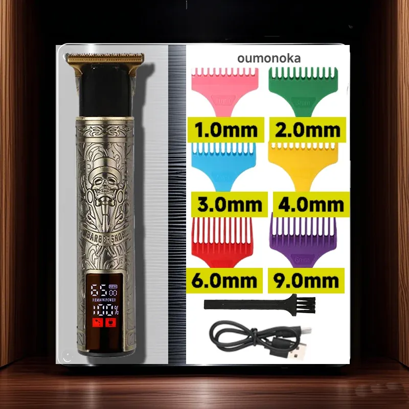 Tondeuse électrique sans fil vintage et portable, à recharge rapide USB 12