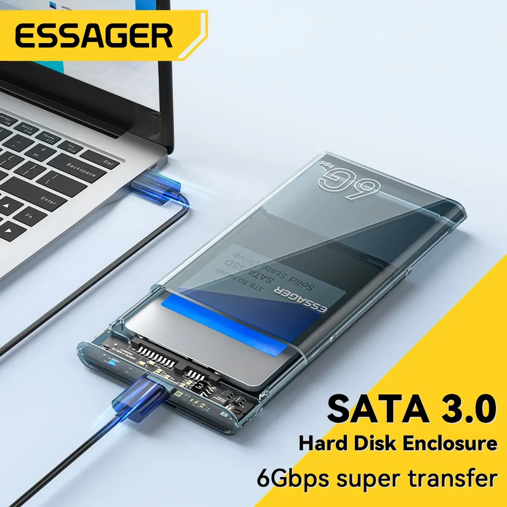 Boîtier USB 3.0 pour disque dur SATA 2,5 pouces Essager, compatible HDD et SSD