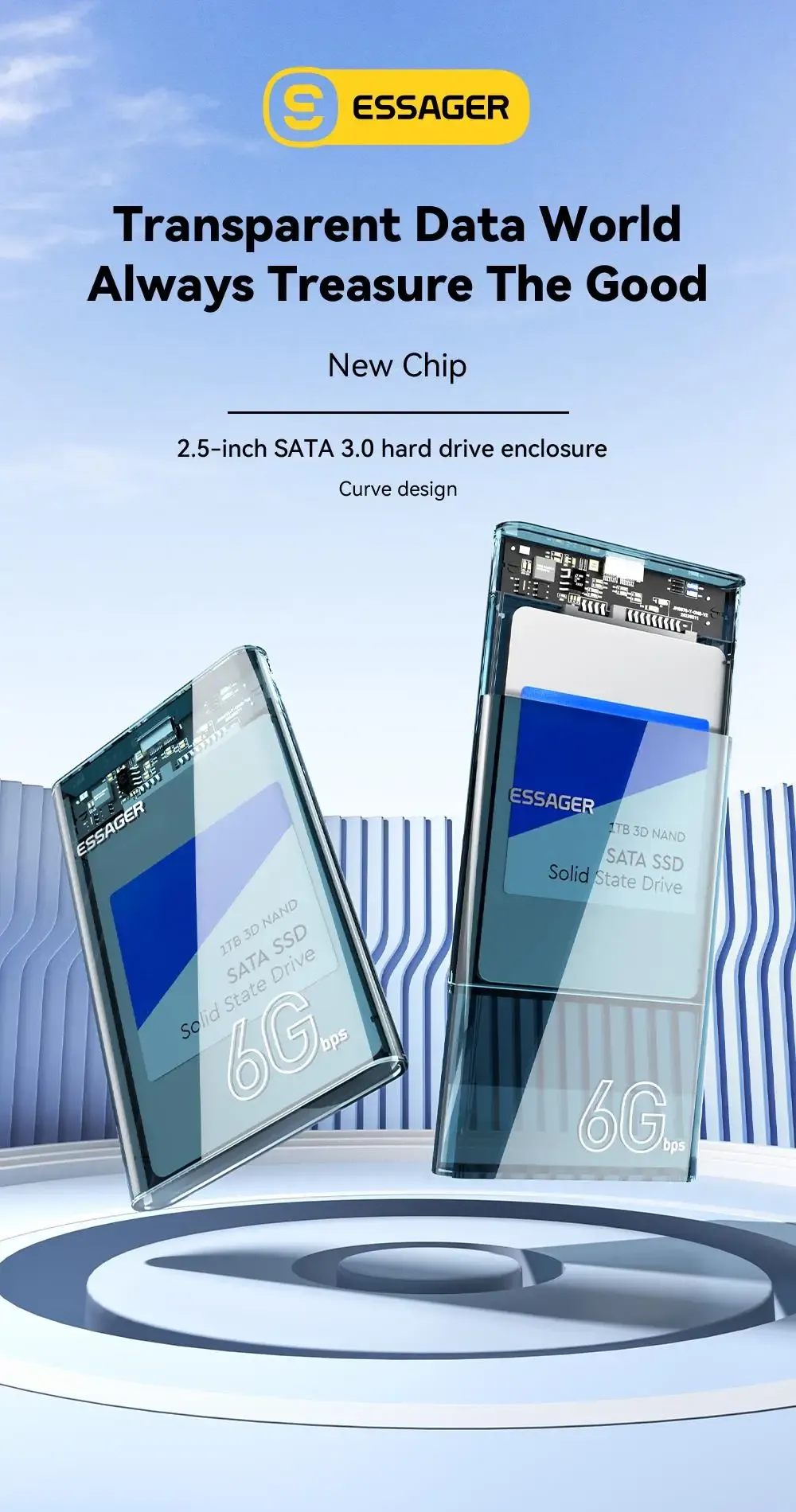 Boîtier de disque dur USB 3.0 2,5 pouces, vue principale