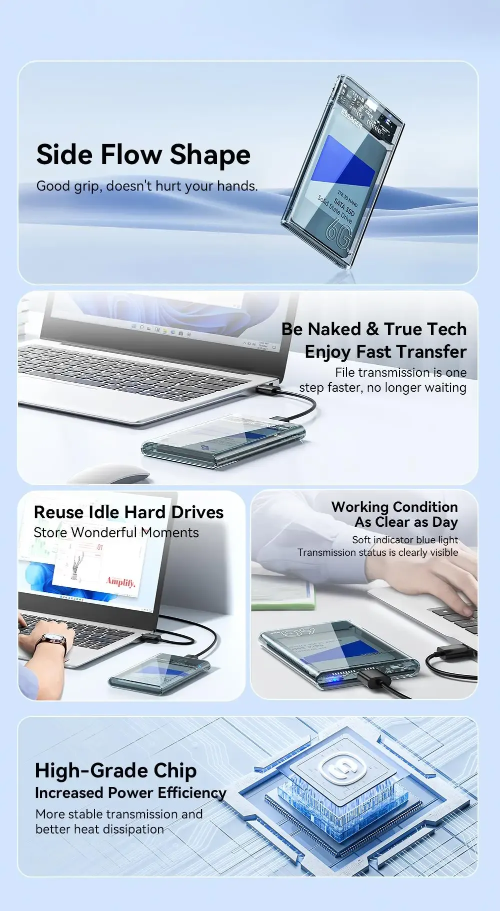 Boîtier de disque dur USB 3.0, vue de détail