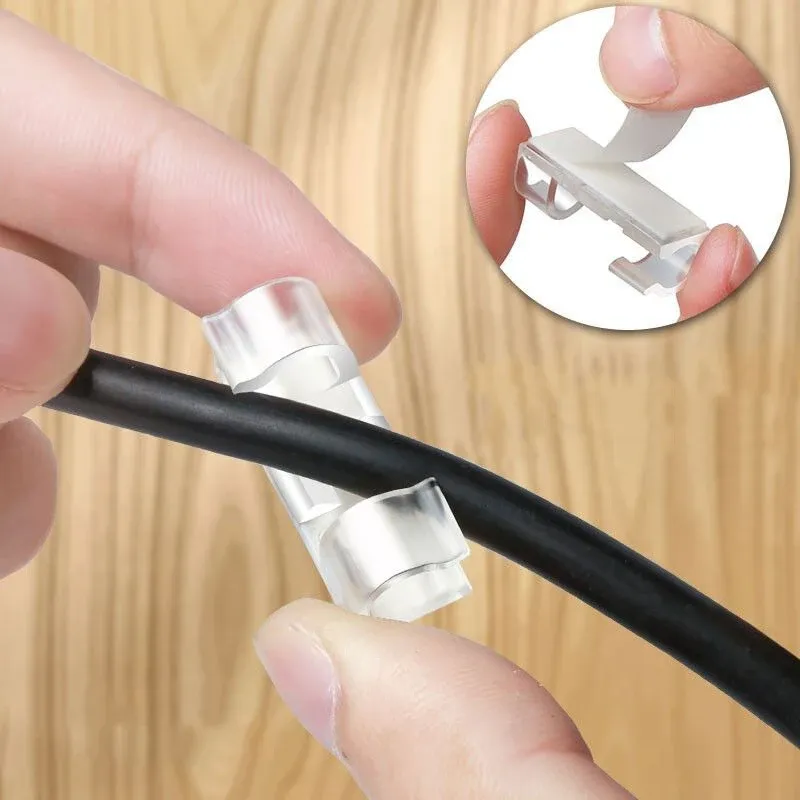 Clips adhésifs de gestion de câbles en plastique transparent, lot de 20 à 200 pièces 2