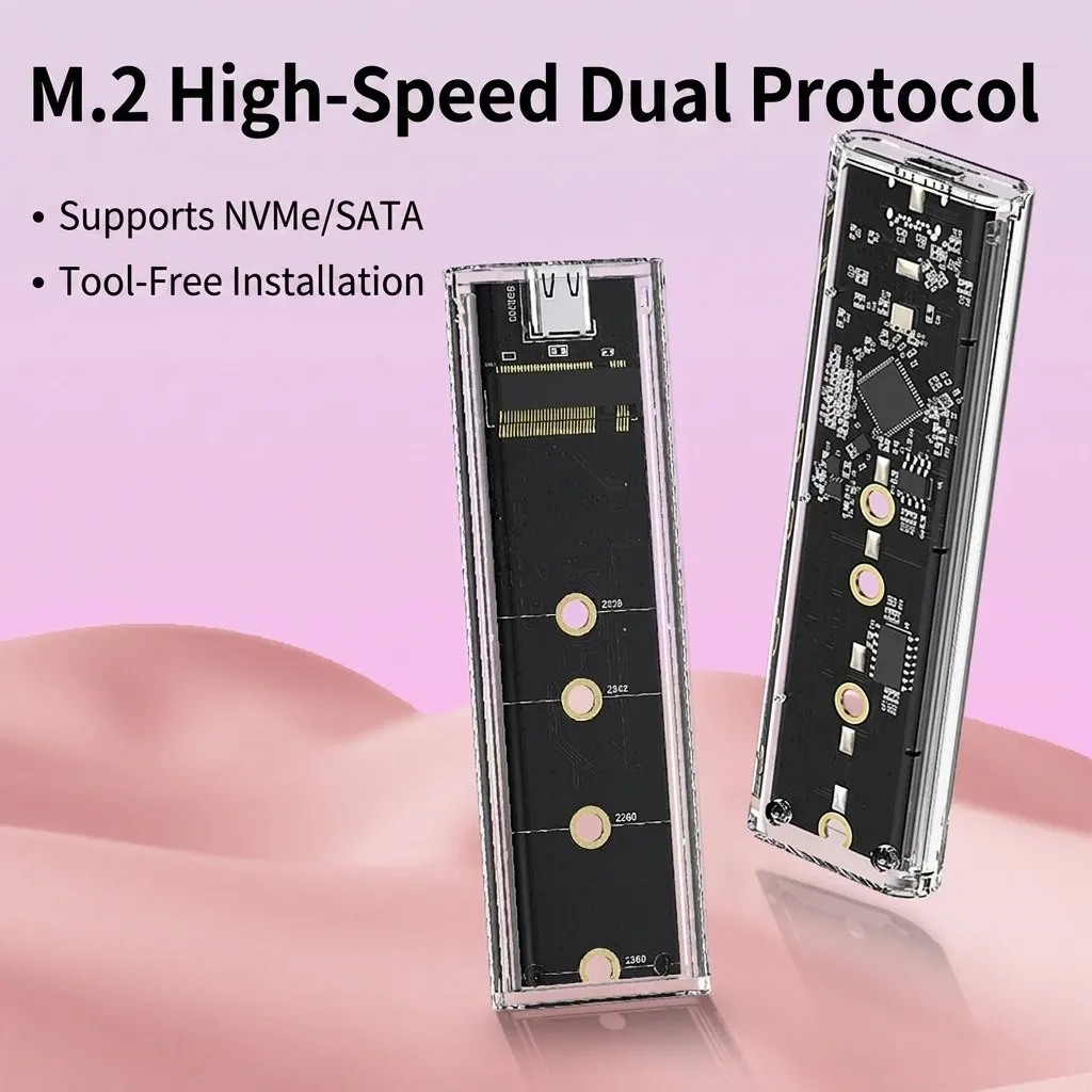 Boîtier SSD M.2 NGFF et NVMe vers USB, vue d'ensemble