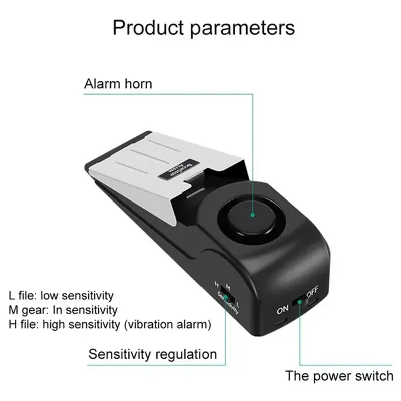 Cale de porte sans fil avec alarme 120 dB, dispositif de blocage portable pour la maison et les voyages 5