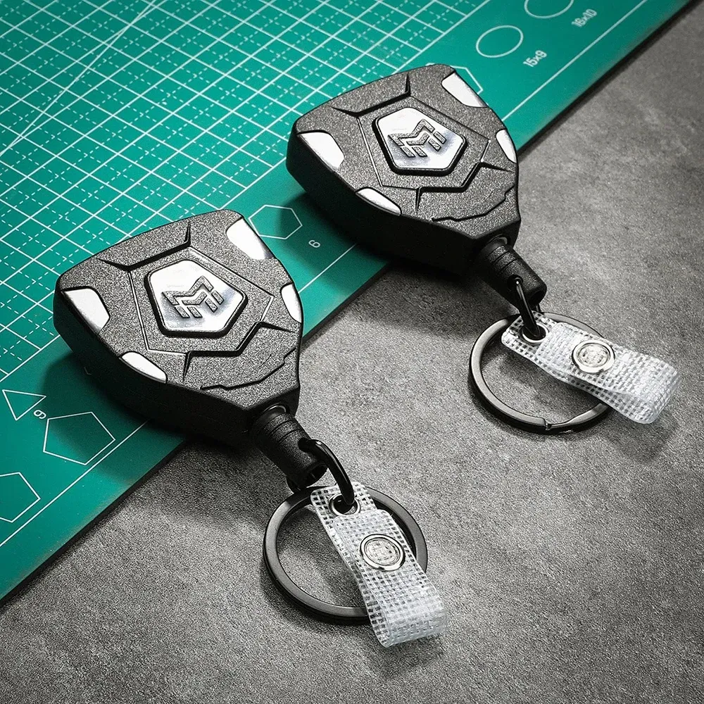 Lot de 2 porte-clés rétractables avec clip ceinture, porte-badge à cordon en acier de 31,5 pouces et anneau porte-clés 5