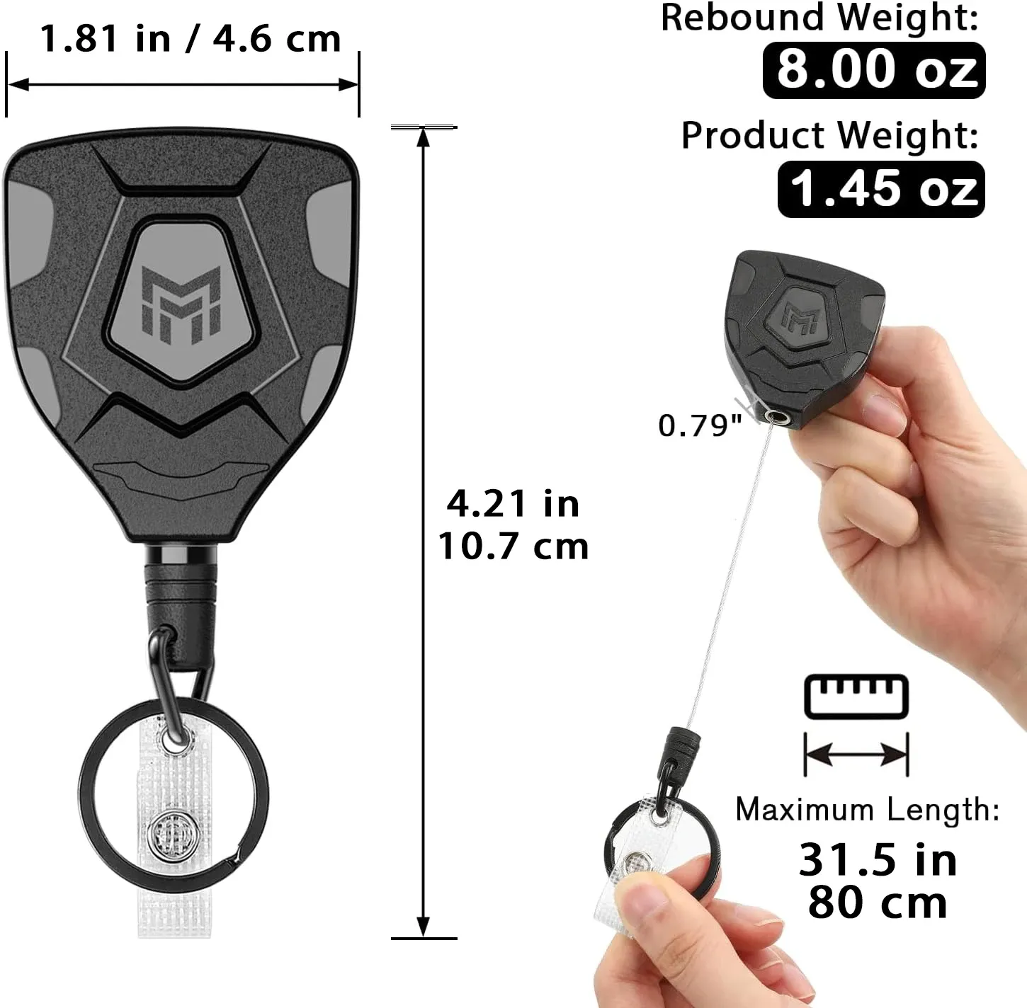 Porte-clés rétractable en situation d'utilisation