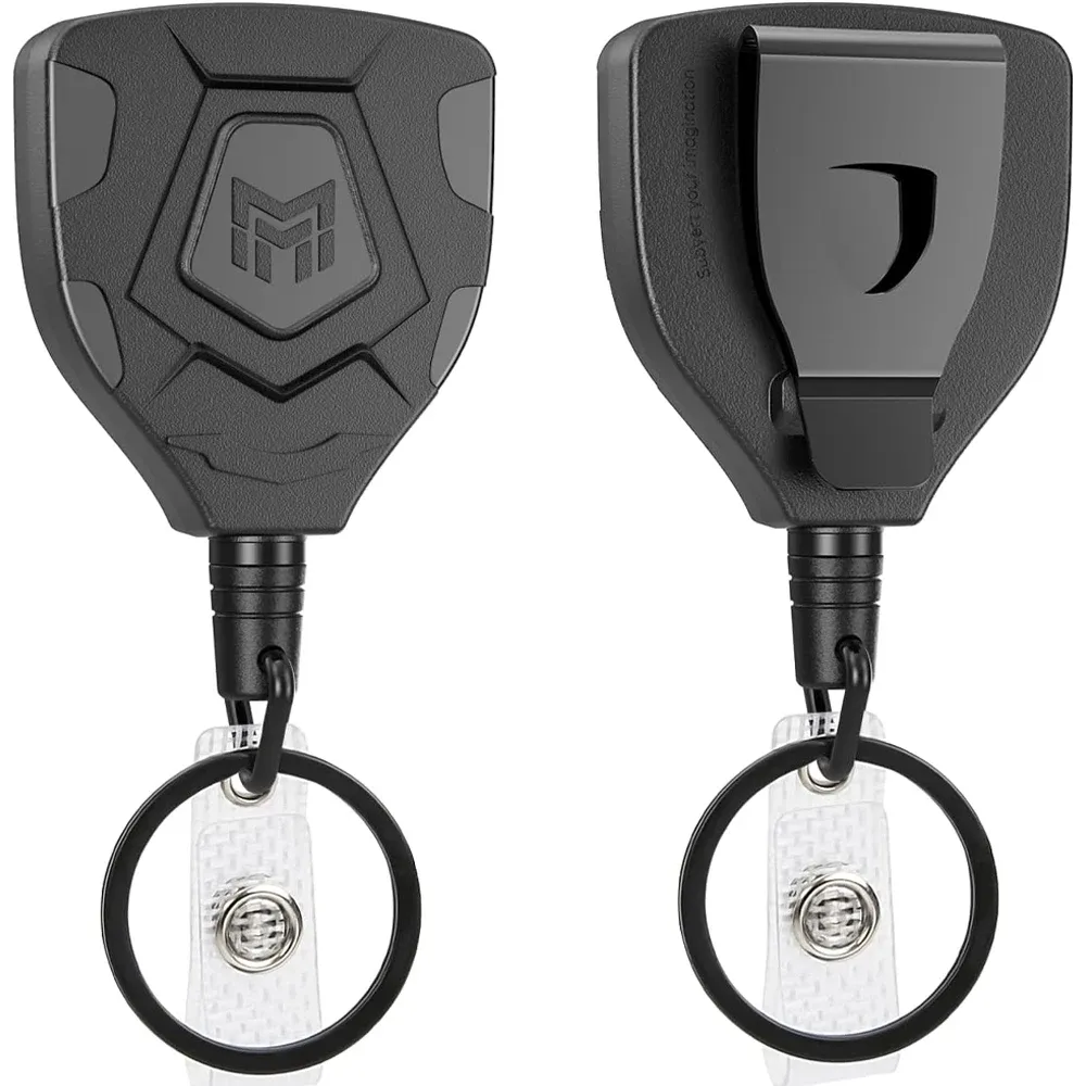 Lot de 2 porte-clés rétractables robustes avec clip ceinture