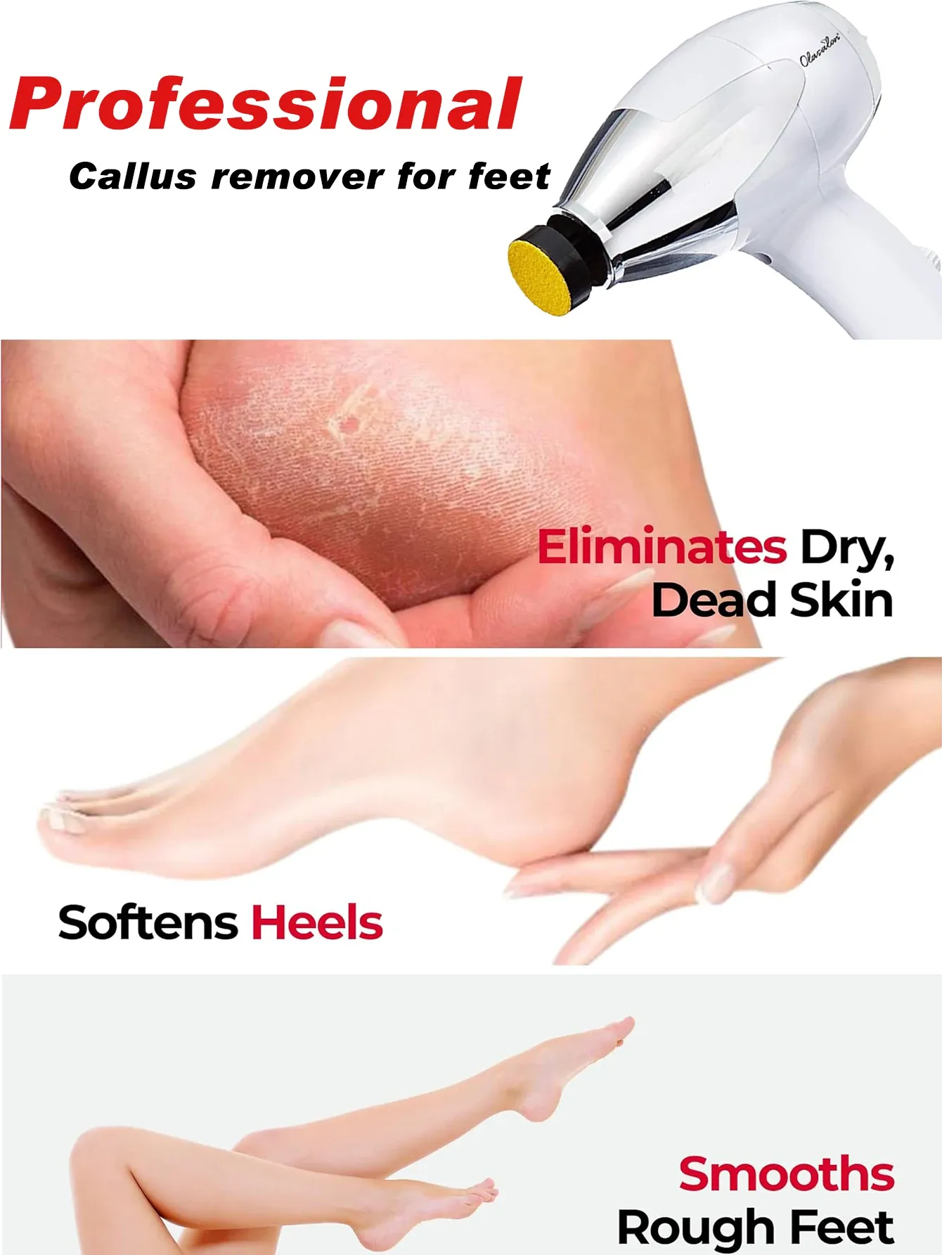 OLASALON Appareil électrique anti-callosités pour les pieds, étanche, kit de soin des pieds pour pédicure, prise européenne 230 V 2