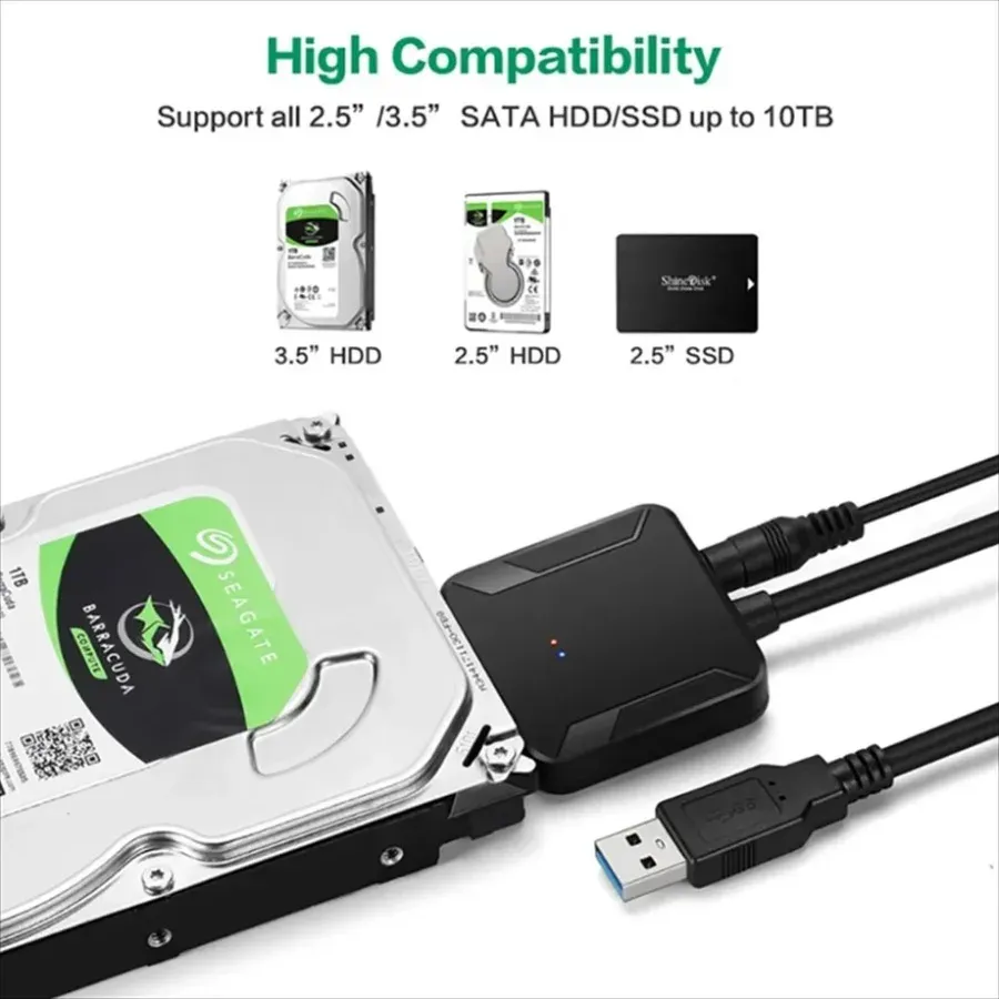Vue détaillée de l'adaptateur USB 3.0 vers SATA