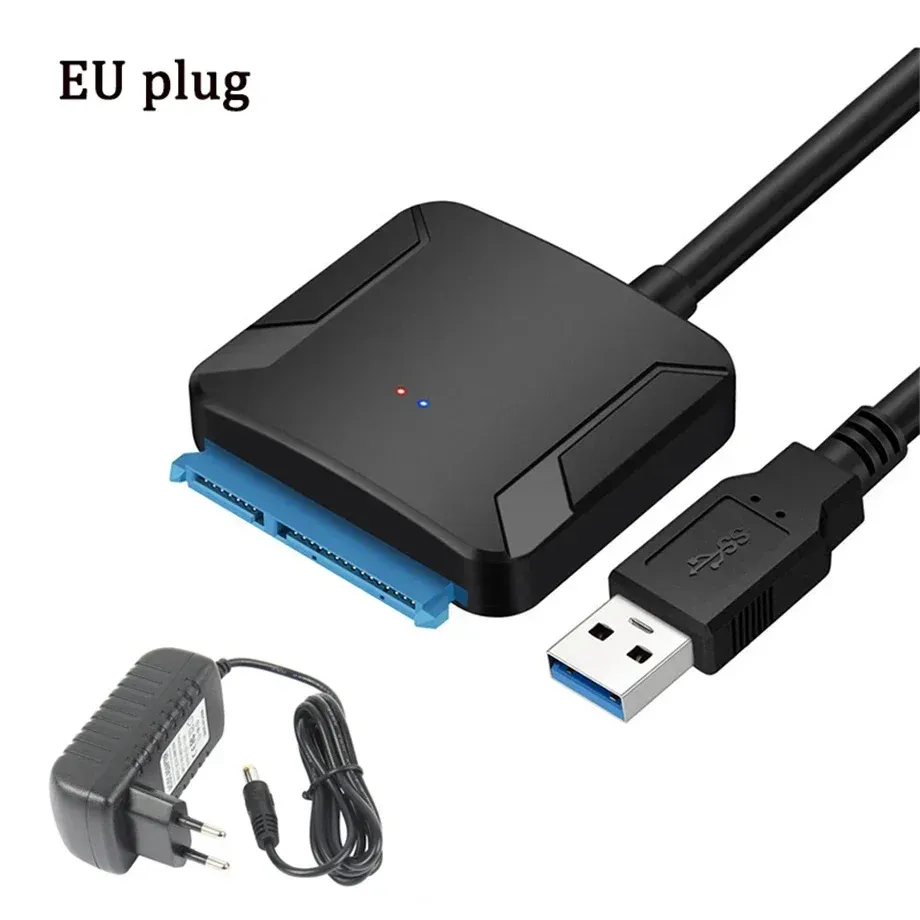Câble adaptateur USB 3.0 pour disque dur SSD et HDD 2,5" et 3,5", convertisseur externe 5 Gbps avec adaptateur secteur 12 V, convertisseur USB 3.0 vers SATA 9