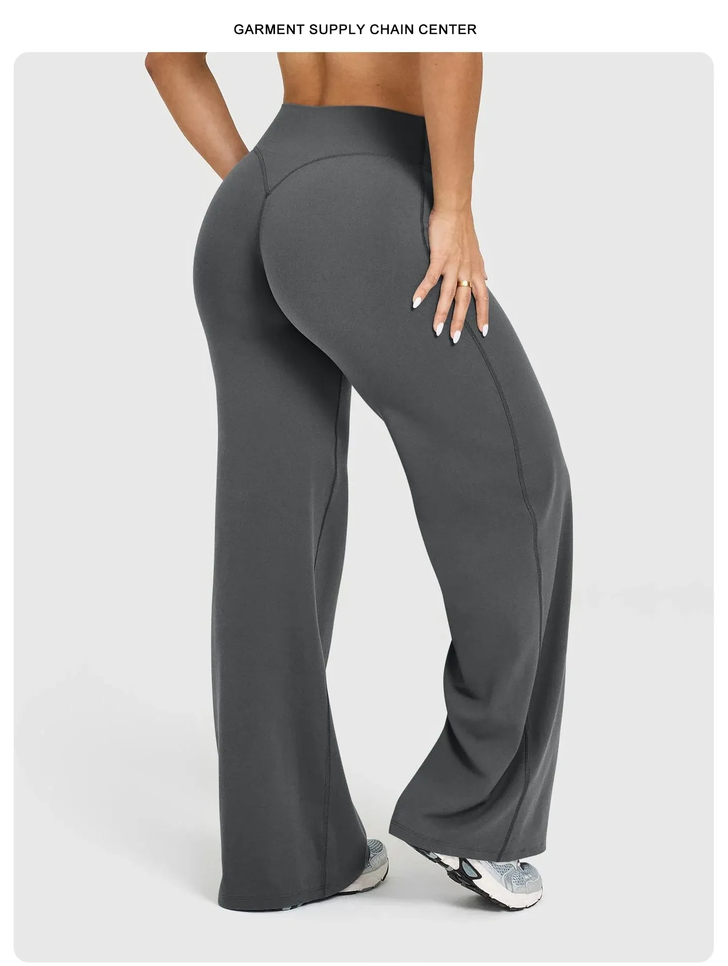 Pantalon de yoga taille haute marron café, vue d'ensemble