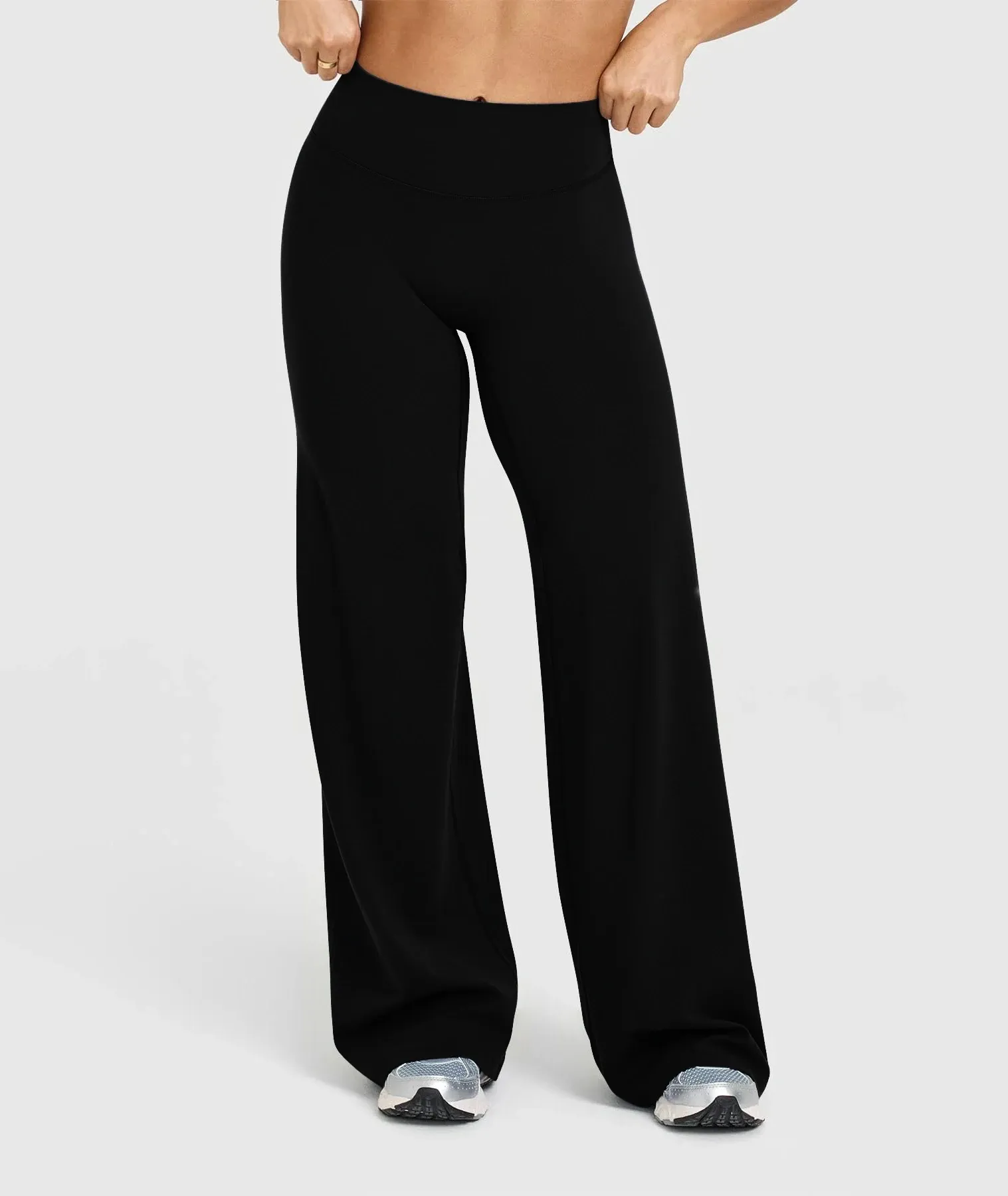 Pantalon de yoga taille haute à jambes larges pour femme, effet push-up, marron café 8