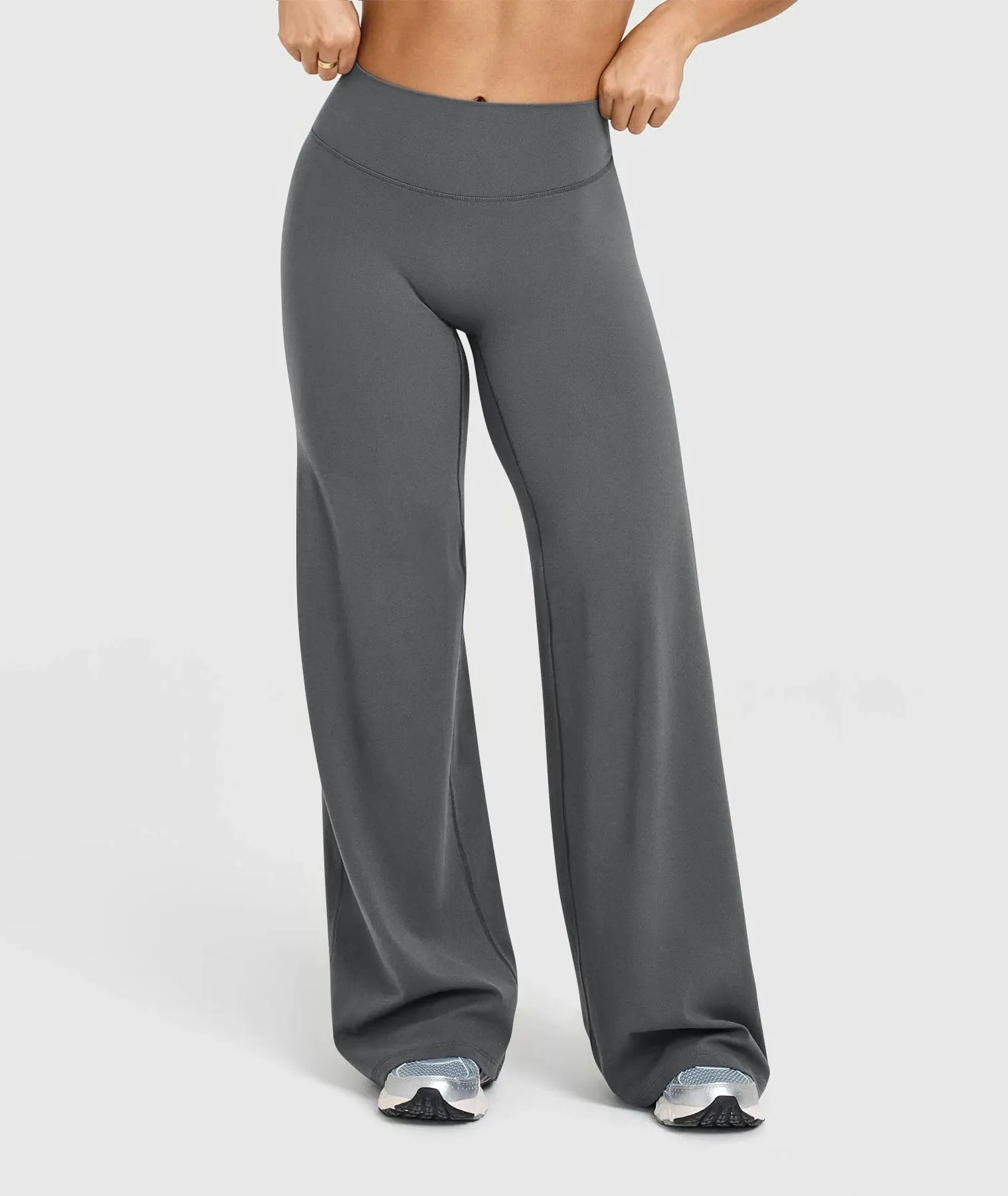 Pantalon de yoga taille haute à jambes larges pour femme, effet push-up, marron café 12