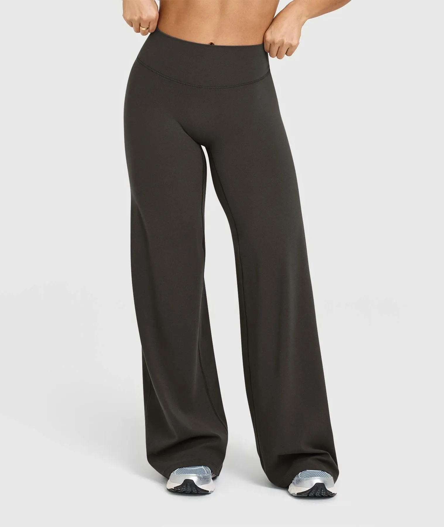 Pantalon de yoga taille haute à jambes larges pour femme, effet push-up, marron café 7