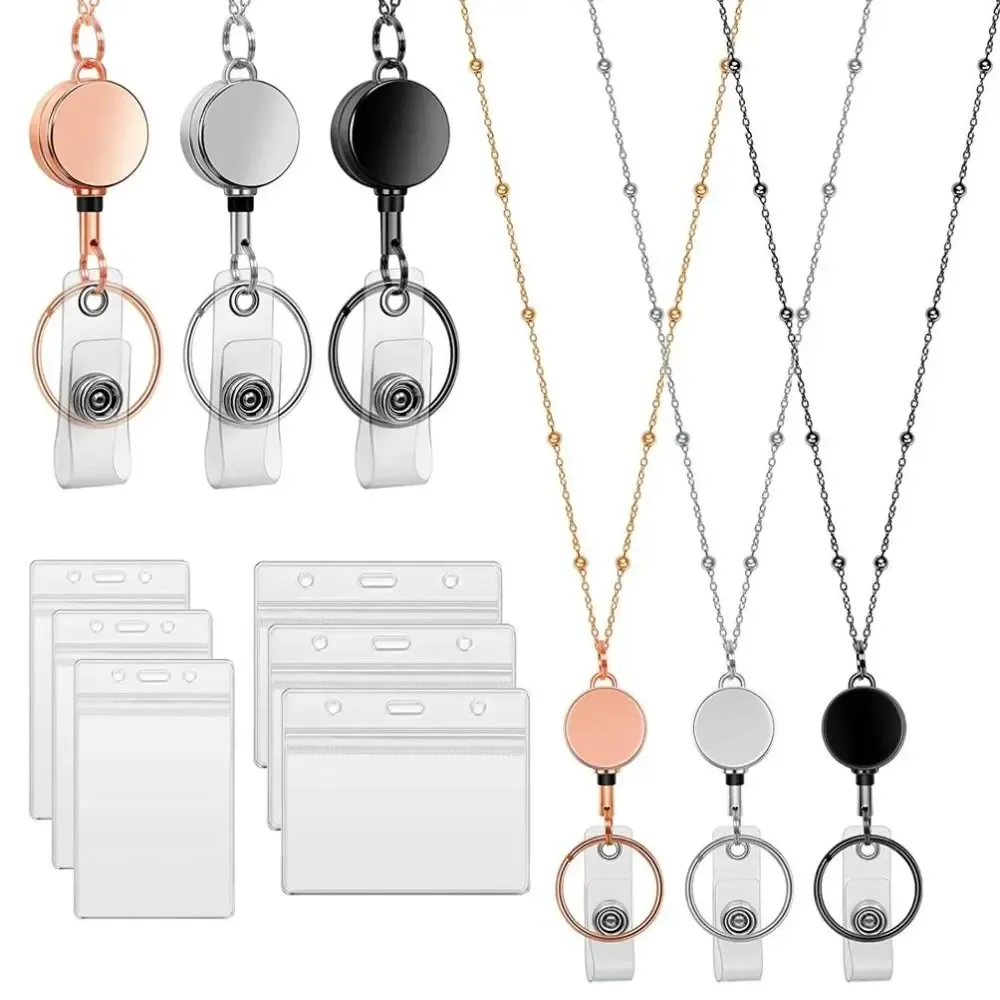Porte-badge rétractable long et original, lanière avec porte-cartes d'identité, porte-carte nominative avec collier, fournitures de bureau 1