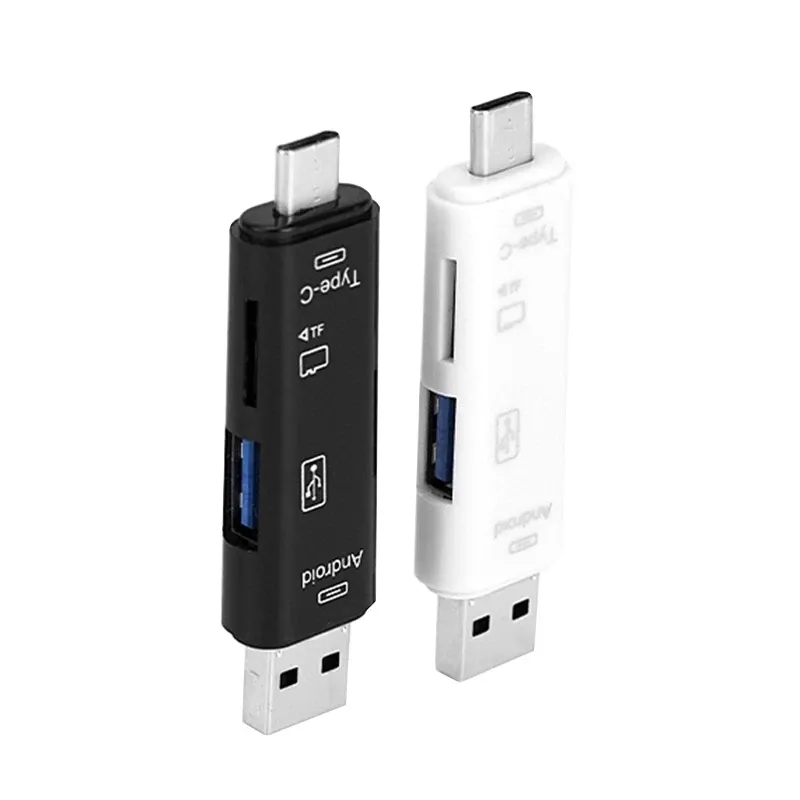 5-en-1 Lecteur de carte mémoire multifonction USB 2.0, USB-C, USB, Micro USB, TF/SD, adaptateur OTG pour téléphone portable 6
