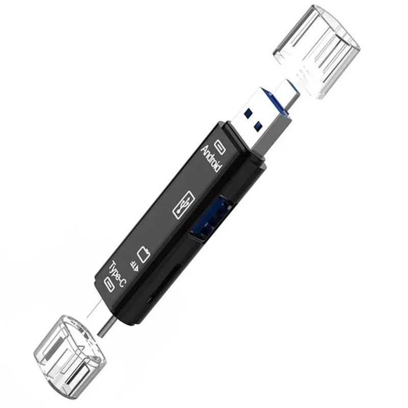 5-en-1 Lecteur de carte mémoire multifonction USB 2.0, USB-C, USB, Micro USB, TF/SD, adaptateur OTG pour téléphone portable 8