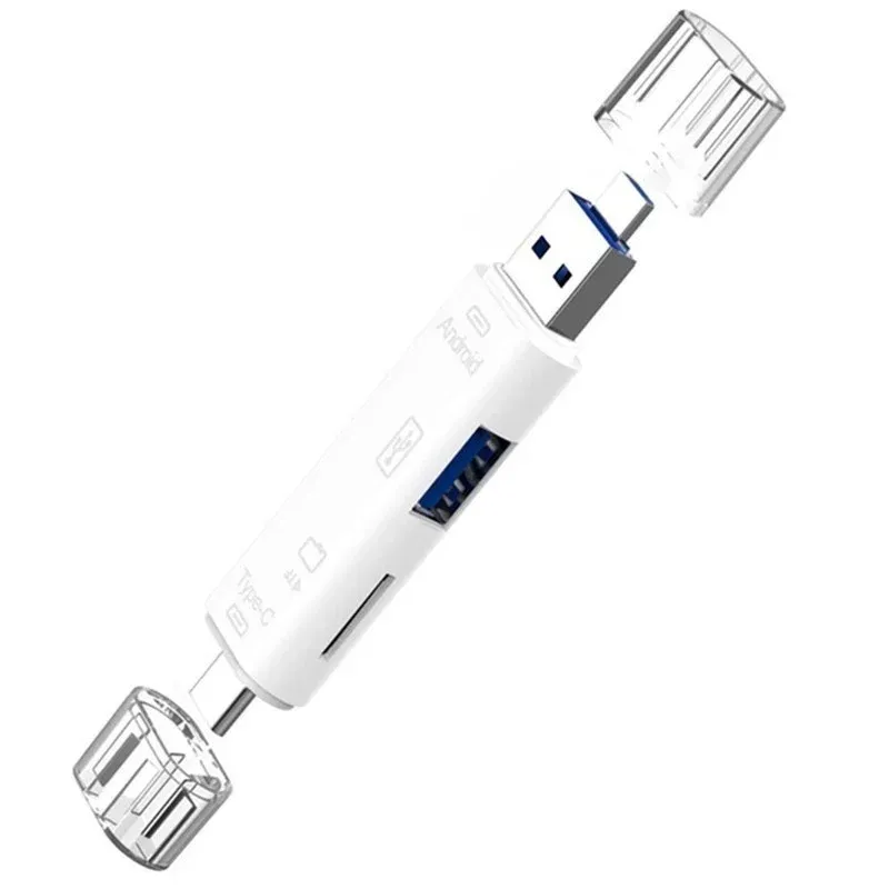 5-en-1 Lecteur de carte mémoire multifonction USB 2.0, USB-C, USB, Micro USB, TF/SD, adaptateur OTG pour téléphone portable 7