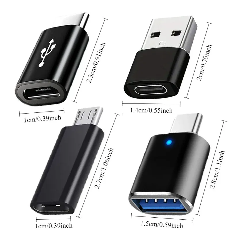 Ensemble de 8 adaptateurs USB femelle vers USB-C mâle, convertisseurs USB-C vers USB et micro USB vers USB-C 2