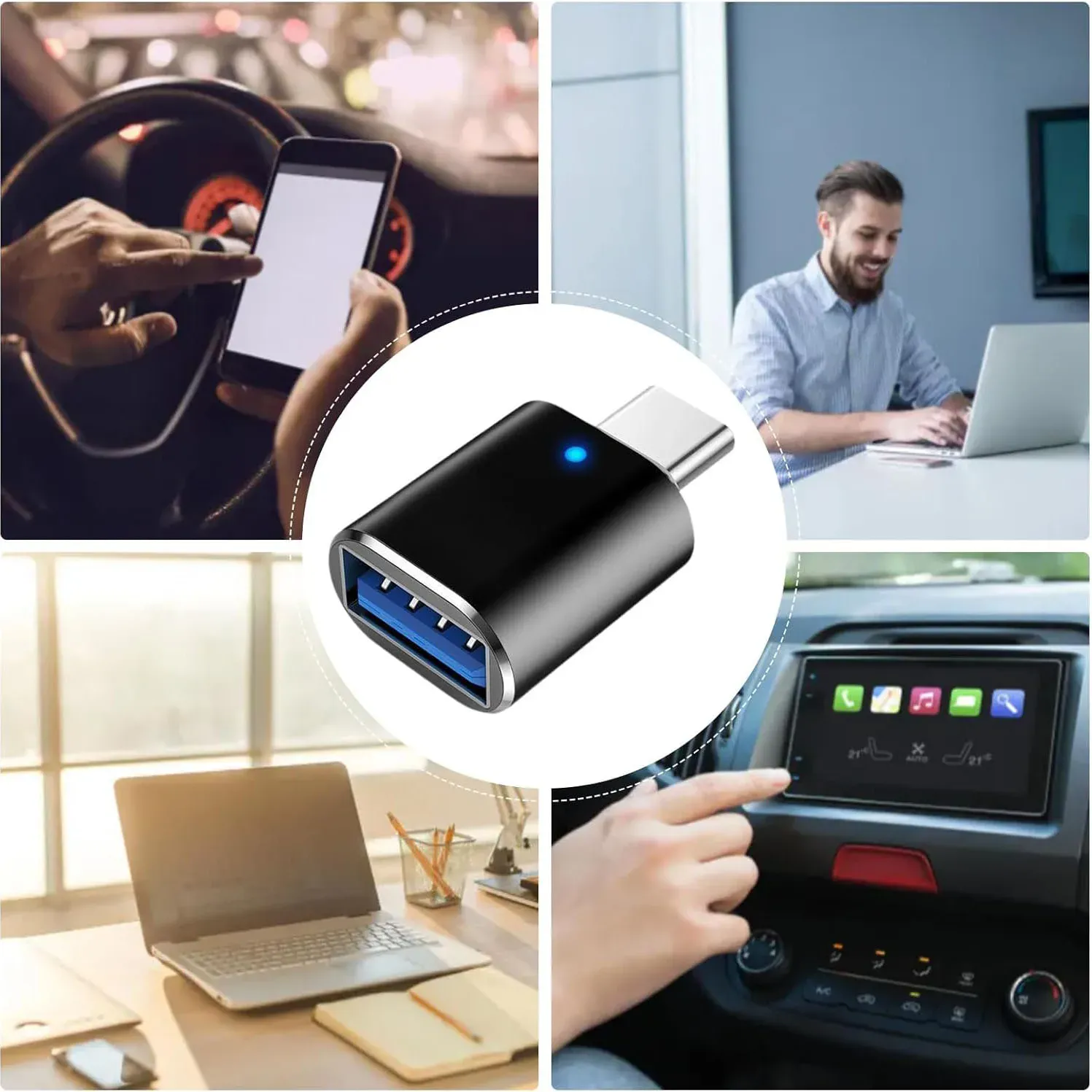 Ensemble de 8 adaptateurs USB femelle vers USB-C mâle, convertisseurs USB-C vers USB et micro USB vers USB-C 3