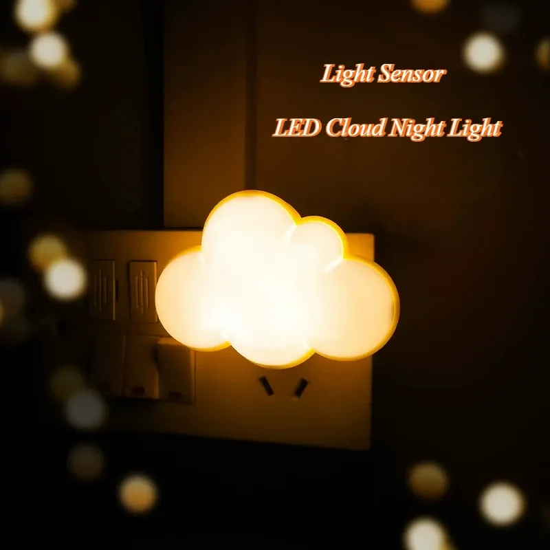 Veilleuse LED nuage avec capteur de mouvement intelligent, prise EU/US, pour chambre d'enfant, escalier, couloir, bureau et tête de lit 2