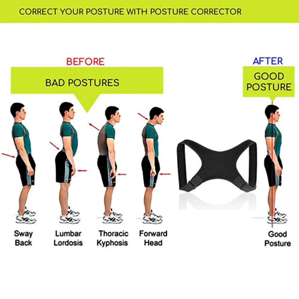 Attelle dorsale réglable correctrice de posture pour hommes et femmes, soutien du haut du dos 4
