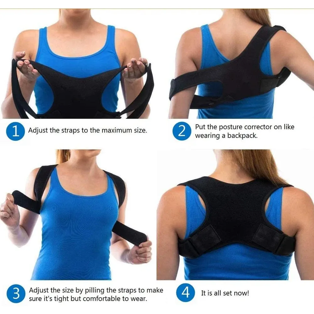 Attelle dorsale réglable correctrice de posture pour hommes et femmes, soutien du haut du dos 5