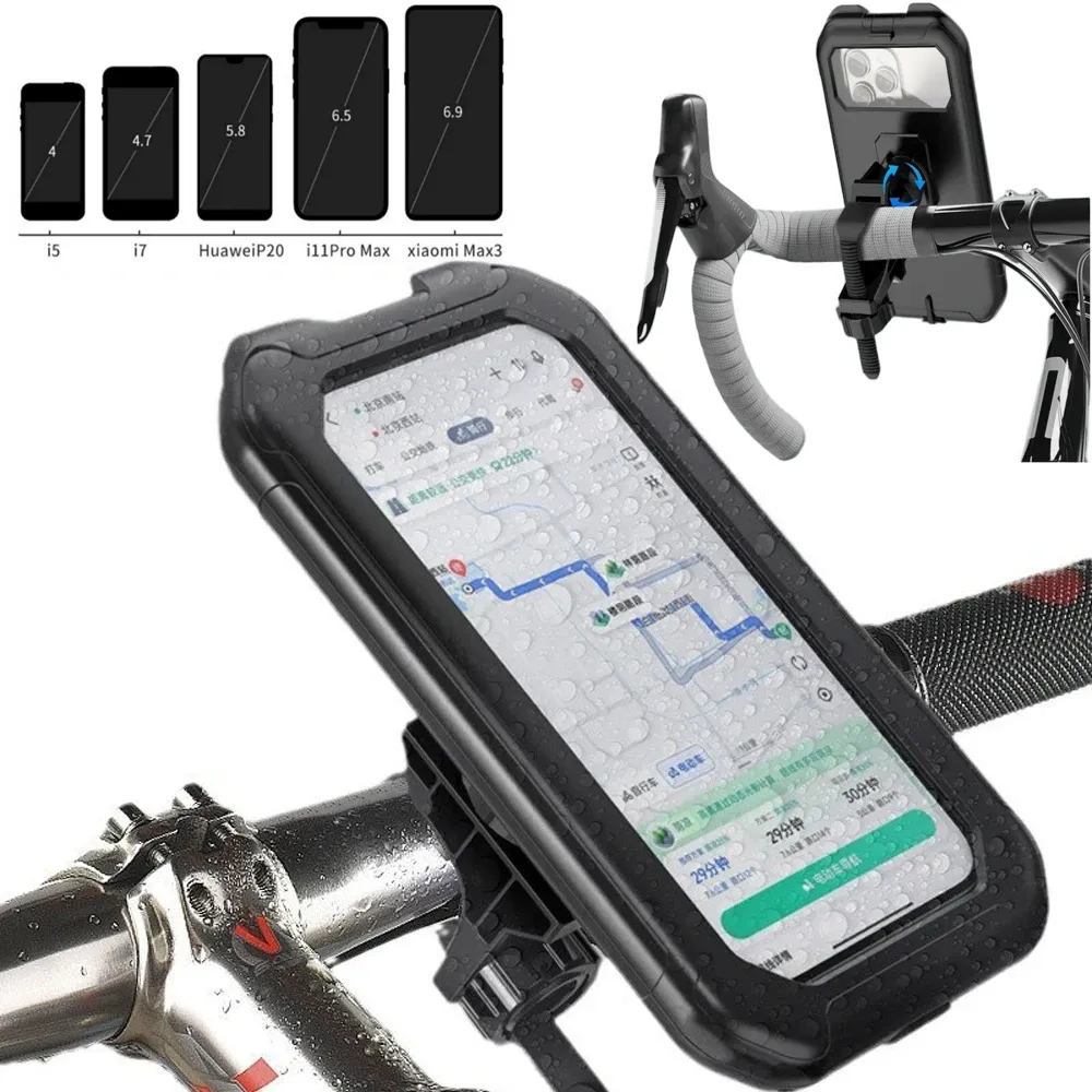 Support de téléphone pour moto et vélo étanche, rotatif à 360° et réglable, compatible iPhone et Xiaomi - Image 1