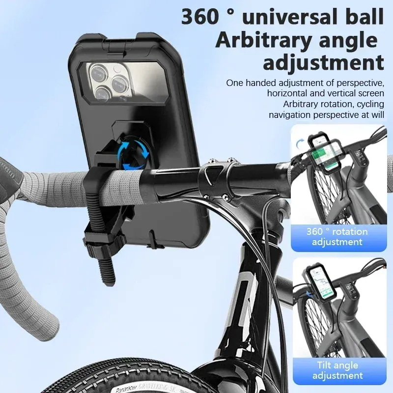 Support de téléphone pour moto et vélo étanche, rotatif à 360° et réglable, compatible iPhone et Xiaomi 4