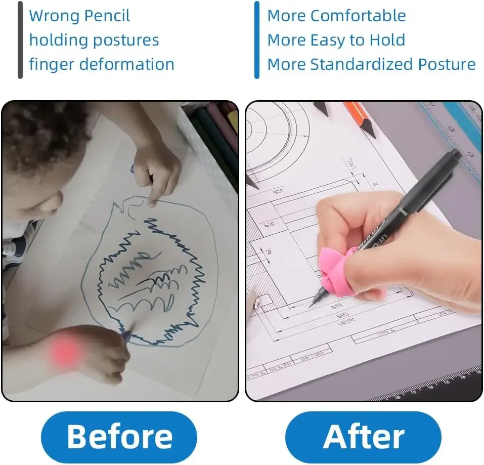 Lot de 4 correcteurs de prise pour stylo en caoutchouc souple, aides à l'écriture ergonomiques 3