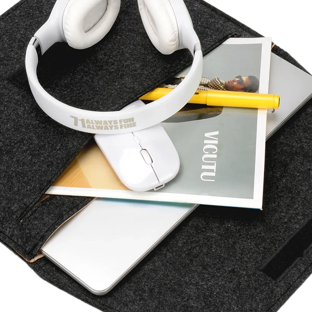 Housse en feutre de laine pour MacBook Air et Pro 11, 13 et 15,6 pouces, avec tapis de souris ou batterie externe, mini pochette cadeau 5