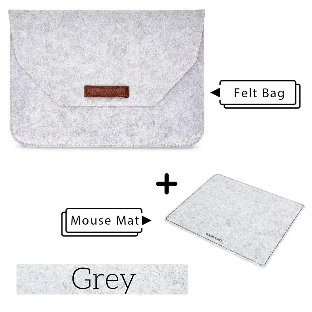 Housse en feutre de laine pour MacBook Air et Pro 11, 13 et 15,6 pouces, avec tapis de souris ou batterie externe, mini pochette cadeau 11