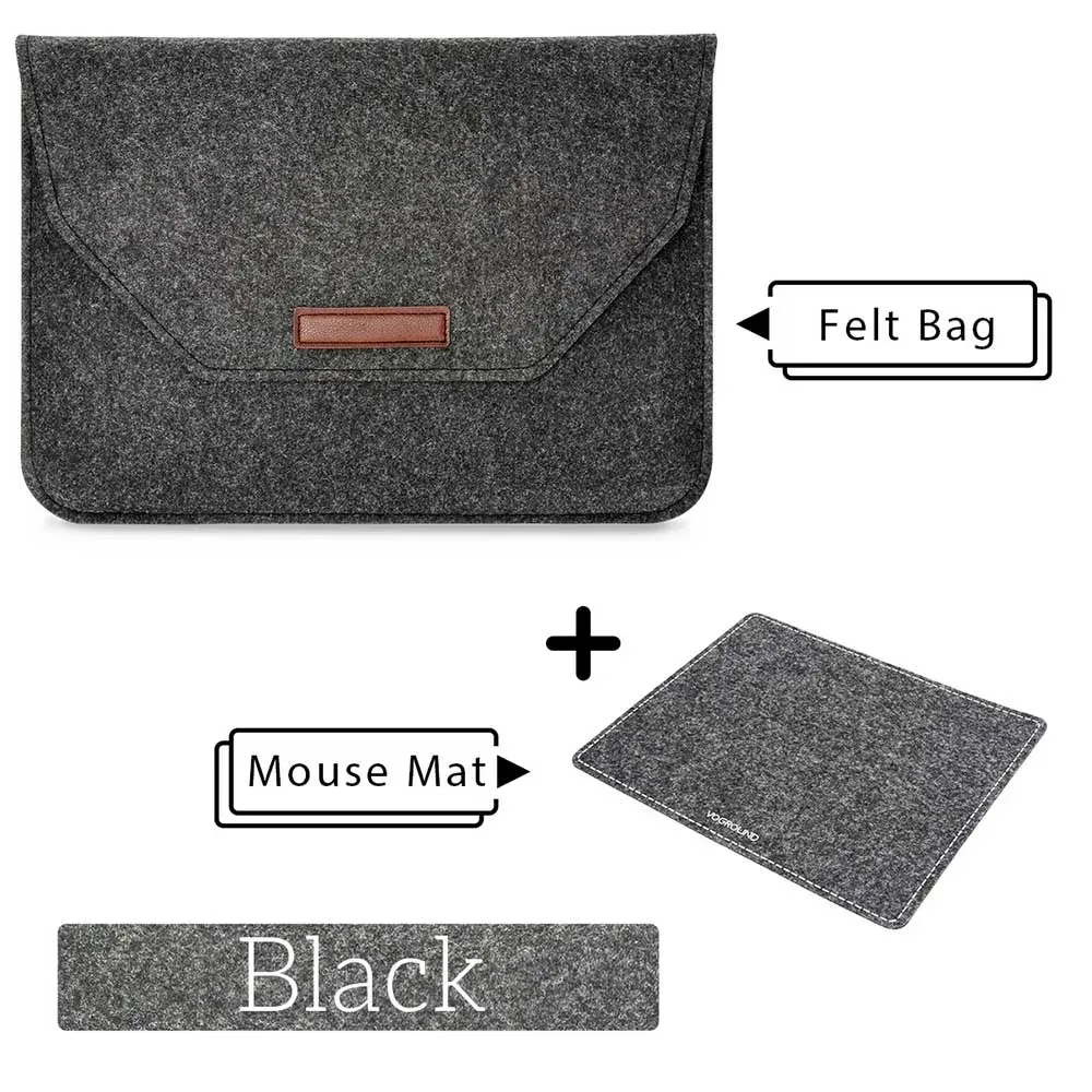 Housse en feutre de laine pour MacBook Air et Pro 11, 13 et 15,6 pouces, avec tapis de souris ou batterie externe, mini pochette cadeau 8