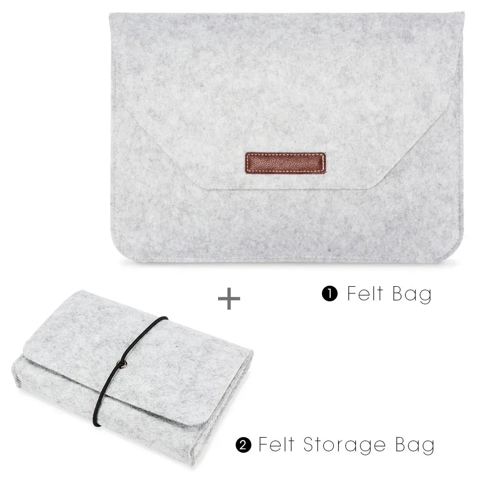Housse en feutre de laine pour MacBook Air et Pro 11, 13 et 15,6 pouces, avec tapis de souris ou batterie externe, mini pochette cadeau 7