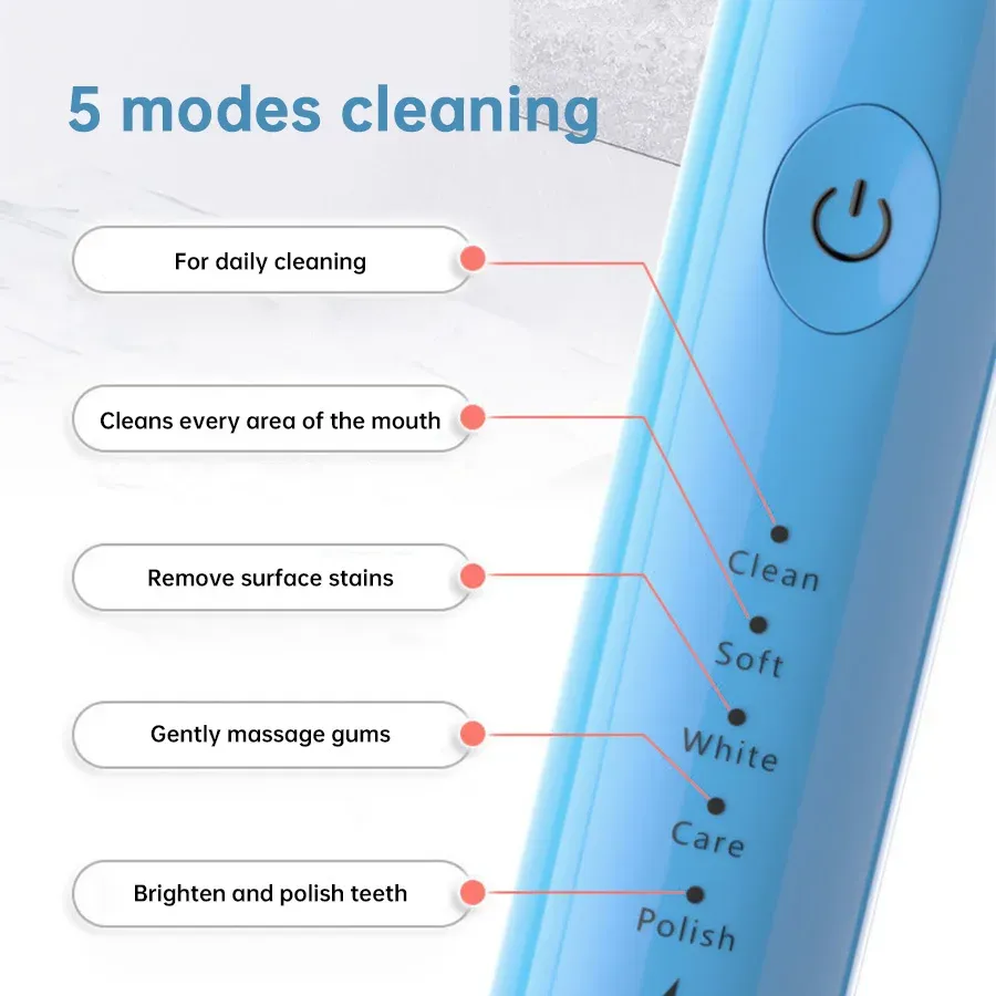 Nettoyeur buccal Tongwode, brosse à dents électrique sonique intelligente et rechargeable sans fil, longue autonomie 2