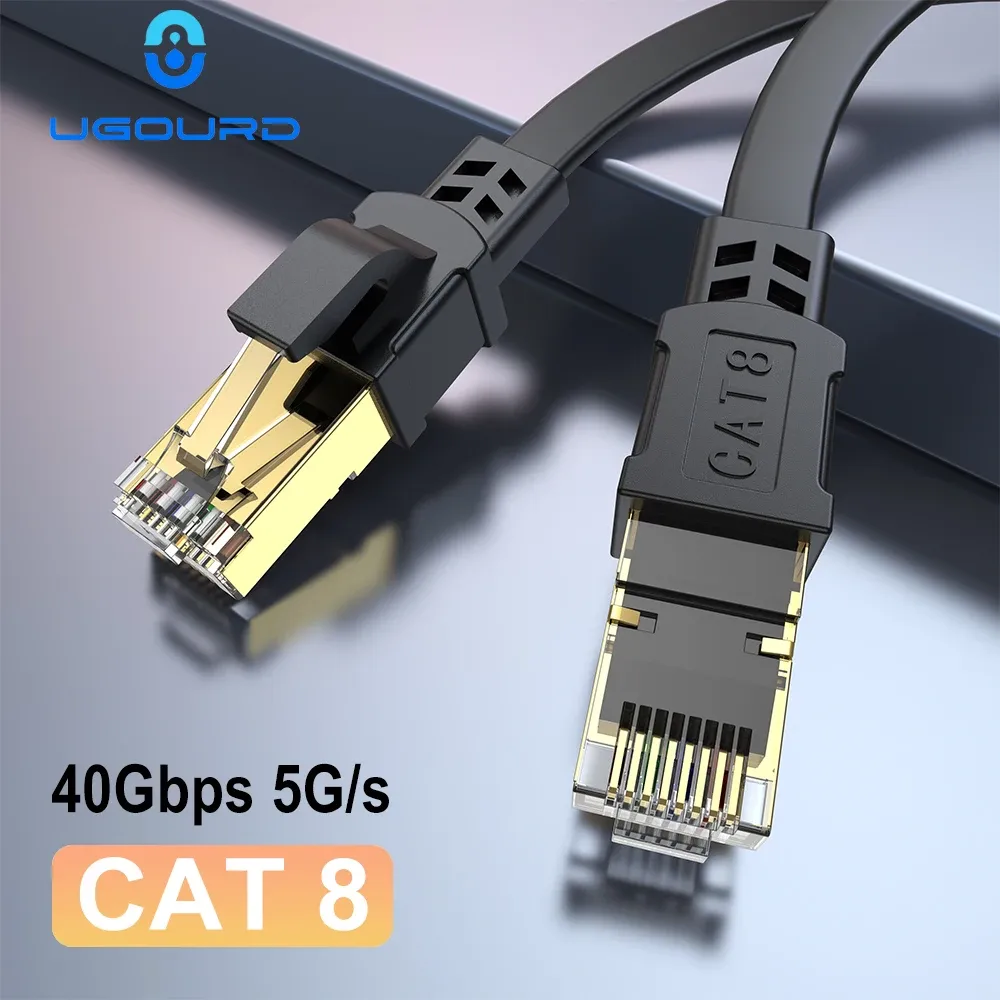 Câble Ethernet CAT 8 40 Gbps 2000 MHz RJ45 pour réseau LAN, cordon de raccordement plat, 10 m, 15 m, 20 m, 30 m, 50 pieds, 100 pieds, pour routeur, modem et PS5/PS4